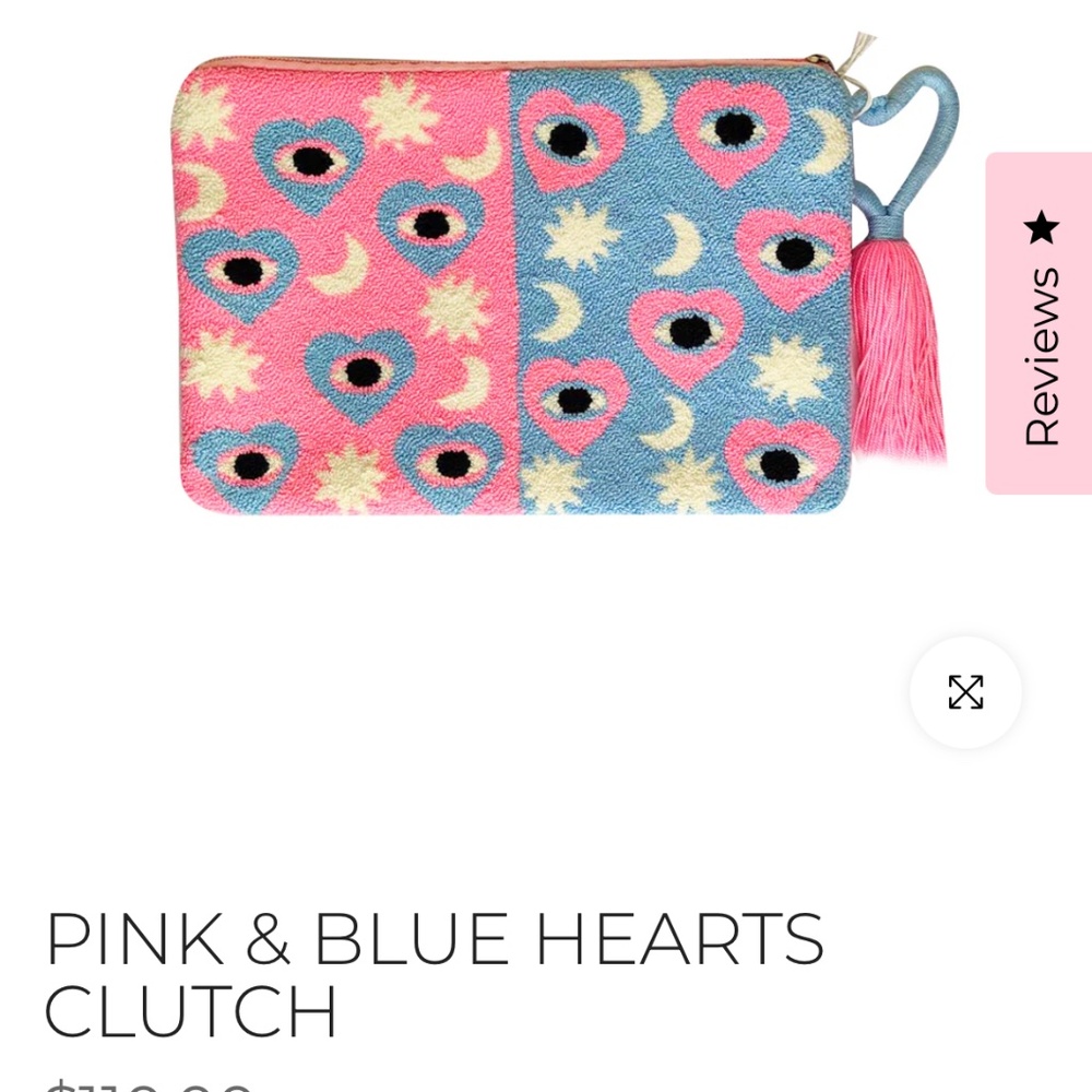 Le Pom Pom PINK & BLUE HEARTS CLUTCH